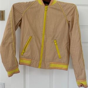 Marc Jacobs Yellow & Pink Striped Bomber Jacket